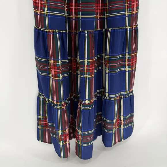 Sugarlips Lakeview Blue Red Plaid Smocked Tiered Maxi Dress Womens Size Medium - Picture 13 of 13